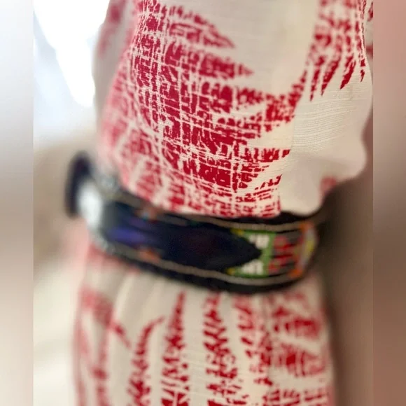 Vintage Belt Leather Beaded Native American Black MultiColor Size Small Navajo - Picture 4 of 9